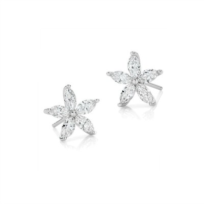 Gemma Sterling Silver Bridal Earrings: Flower Stud Earrings